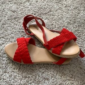Red Sandals Size 7.5